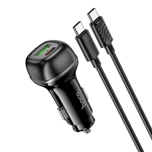 Cargador Auto Hoco Z58A Rank 48W PD30W+QC3.0 Cable C a C Negro