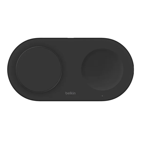 Base de carga 2 en 1 inalambrica plana Qi2 con USB-C Belkin negra