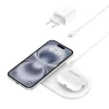 Base de carga 2 en 1 inalambrica plana Qi2 con USB-C Belkin blanca