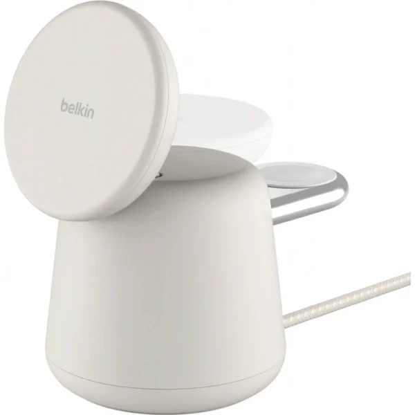 Base de carga 2 en 1 inalambrica Qi2 Belkin blanca