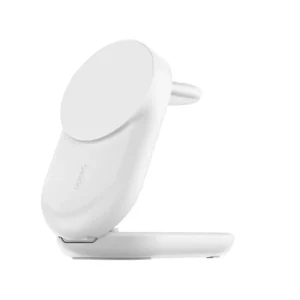 Base de carga inalámbrica triple Qi2 plegable Belkin UltraCharge Blanca