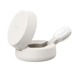 Base de carga 2 en 1 BoostCharge Qi2 15W Belkin Blanca