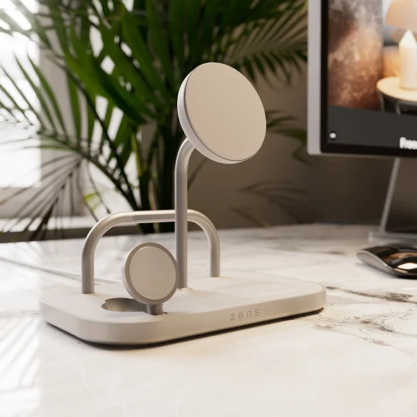 Base de carga 4 en 1 Wireless 60W USB-C Zens blanca
