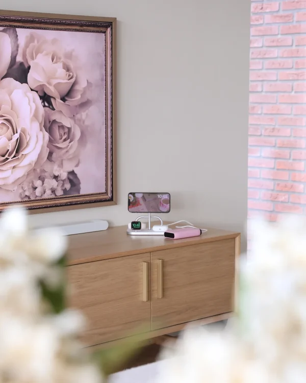 Base de carga 4 en 1 Wireless 60W USB-C Zens blanca