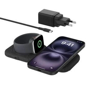Base de carga 2 en 1 inalambrica plegable de viaje Qi2 Belkin negra